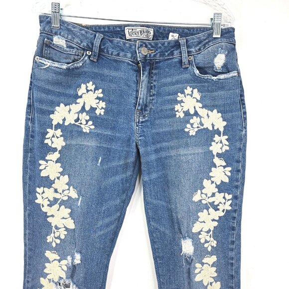 Lucky Brand LOlita Skinny Boho Floral Embroidered Denim Jeans  10/30 - Picture 4 of 11
